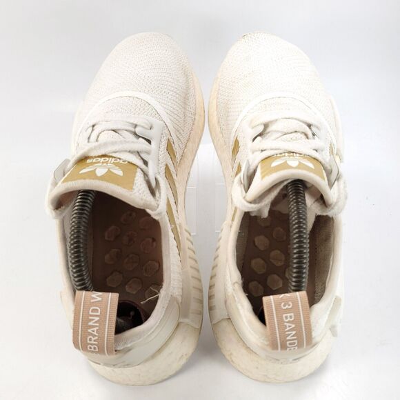 Adidas NMD R1 Athletic Lace Up Training Shoe Womens Size 7.5 B37650 White Gold - Picture 4 of 9